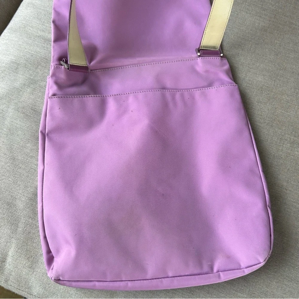 Tumi Nylon Lilac crossbody bag lightweight travel magnetic flap closure preppy